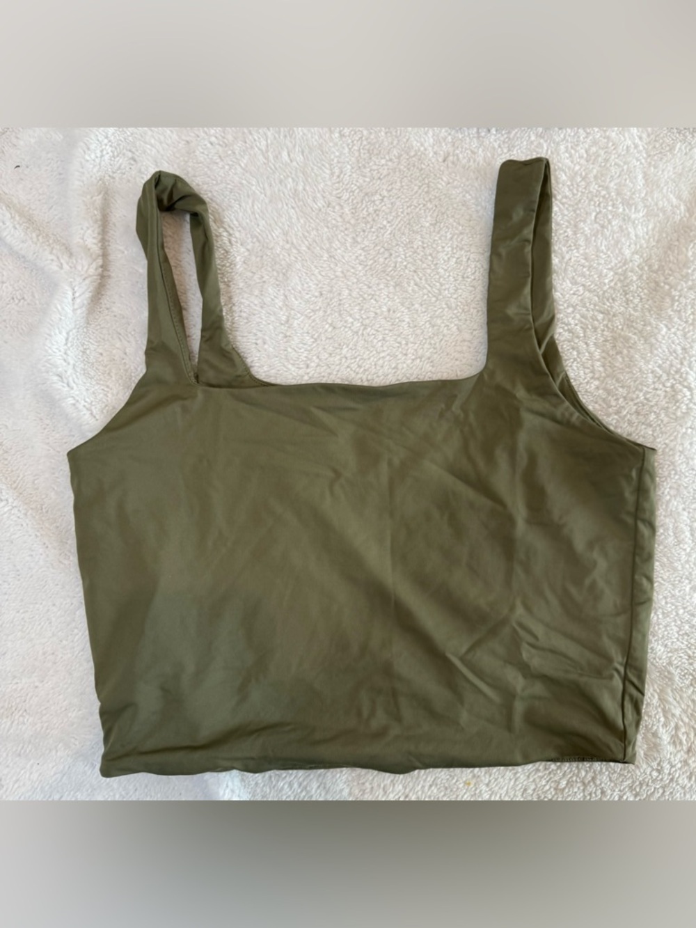 Garage Olive Green Square Neck Crop Tank